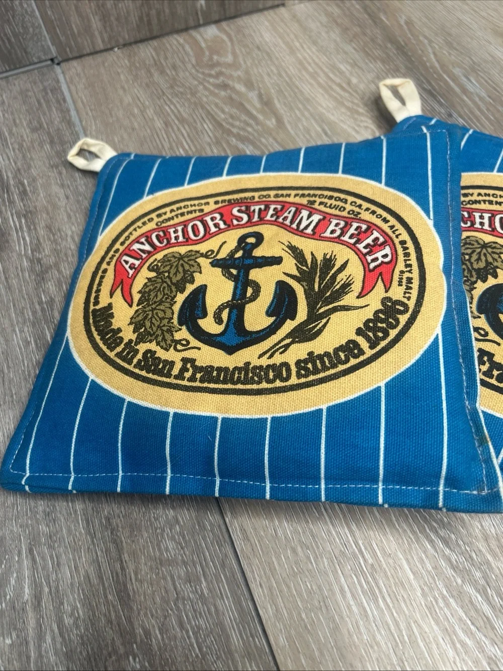 Vintage 1979 Anchor Steam Beer Pot Holders / Hot Pads – Set of 2